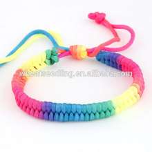 Couleur arc-en-ciel tressé personnalisé diy gros personnalisé garçon bracelet main